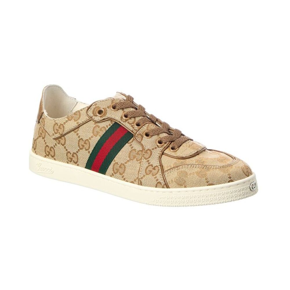Gucci Stretch Low Top Gg Canvas & Leather Sneaker, Beige